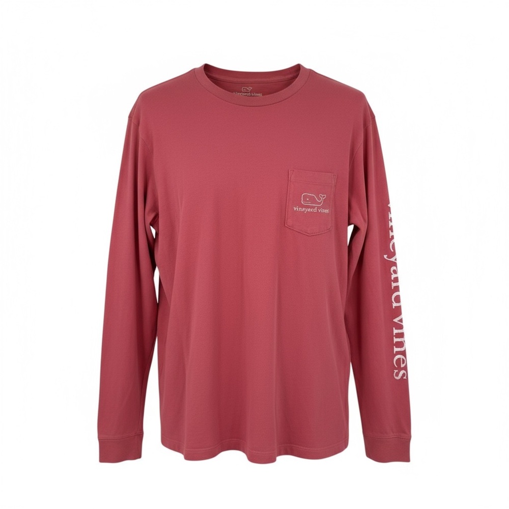 Vineyard Vines Men’s size Medium Long Sleeve Whale Graphic Pocket T-Shirt coral